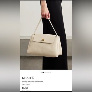 KHAITE Cream Textured-Leather Shoulder Bag